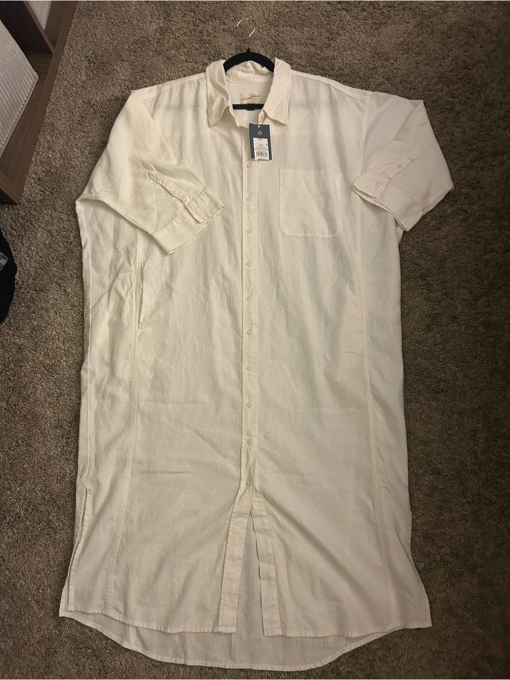 Universal Thread Cream Button-Up Midi Shirt Dress